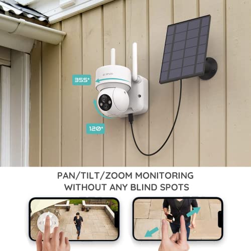 Solar Security Cameras Wireless Outdoor, 2K Wifi 360° Ptz Camera, Solar Powered Security Cameras With Spotlight & Siren, Pir Motion Detection, Color Night Vision, 2 Way Audio, 15000Mah Battery, Alexa #TOP5