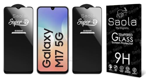 Image of Saola HD Clear Tempered Glass for Samsung Galaxy M17 5g | High Strength 9H Protection, Smooth Touch, Full Coverage Screen Guard, 2-Step Installation Kit | Quick & Easy Application (Pack of 2)