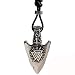 ForFox Collar Vegvisir y Valknut y Thor nórdico Vikingo de Acero Titanio,Colgante de Punta de Flecha con Cuerda vax para Hombres Mujeres,Tono Plateado