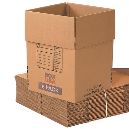 BOX USA Moving Boxes Large Heavy Duty 18x18x24 (6-Pack) Corrugated Cardboard Box for Shipping, Mailing, Packing, Packaging and Storage 18'L x 18'W x 24'H