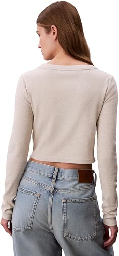 Cardigan Calvin Klein de punto para mujer con botones y woven label 2