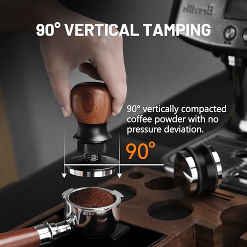 Miniatura 4 de Vinato Prensador De Café Profesional - Tamper 53.3mm Con Presión Constante De 30lbs, Profundidad Ajustable, Mango De Nogal Y Base De Acero Inoxidable 304