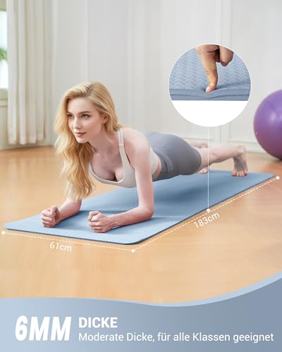 Foto von Good Nite Yogamatten Für Frauen Rutschfeste Strukturierte Oberflächen Gymnastikmatte Yoga Matte Dicke 6 mm 10 mm Mit Tragegurt Tpe-Übungsmatte Für Yoga Pilates Gymnastik (183X61cm)