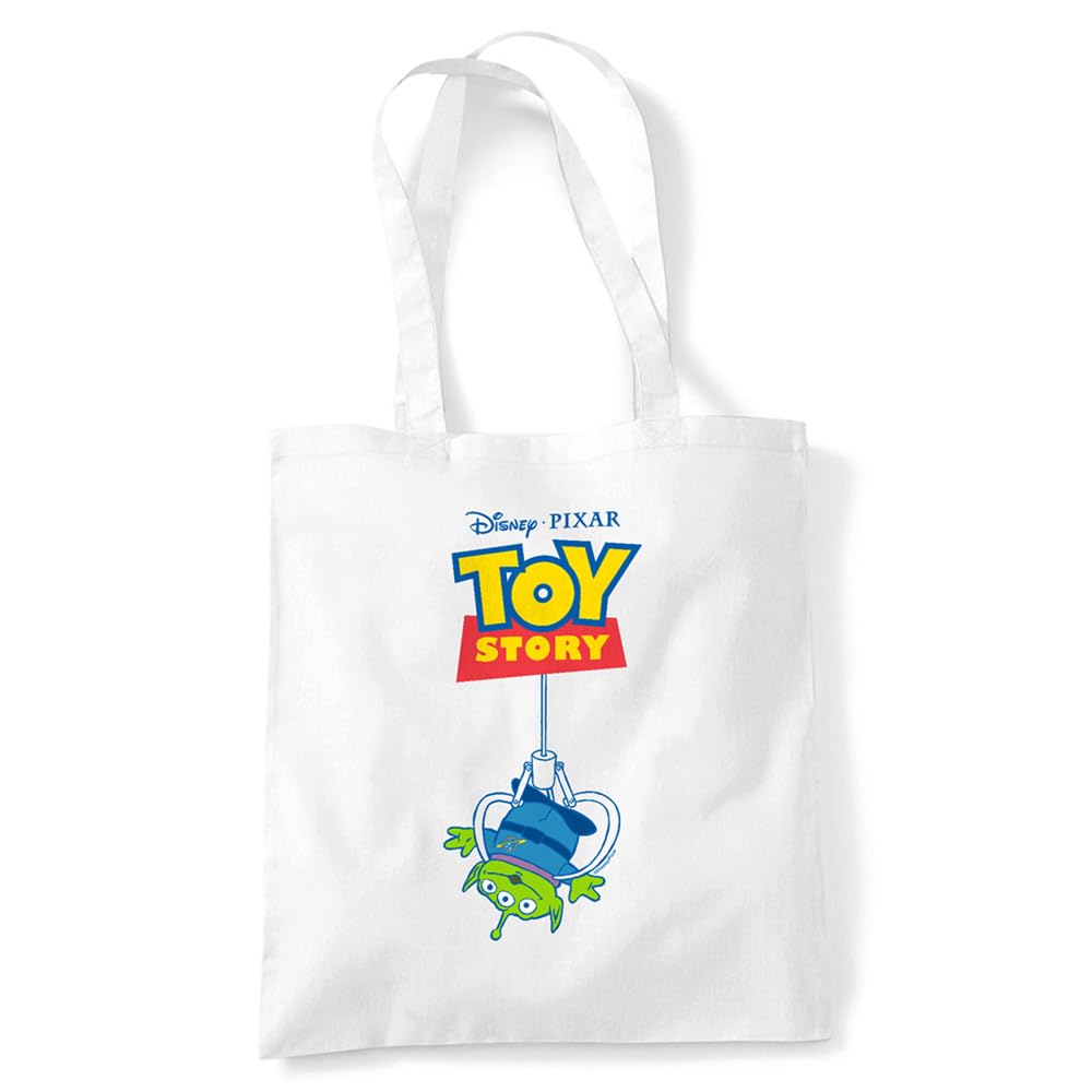 Disney Unisex Toy Story Alien The Claw Logo Travel Reusable Tote Bag, White