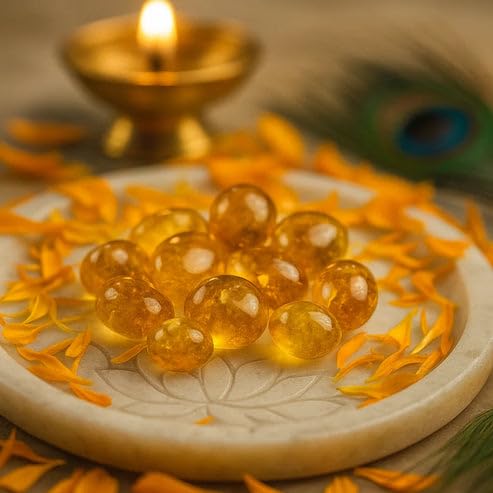 Image of Natural Citrine Tumbled Stones Vastu Remedy for Abundance, Confidence & Positive Energy | Vastu & Healing Crystal by Vastu Mandir (1000 g)