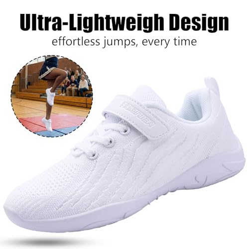 Image of Girls White Cheerleading Shoes Lightweight Competition Tennis Shoes Women Hip Hop Gymnastics Dance Sneakers