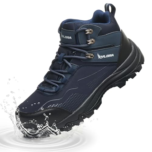 Image of Waterproof Steel Toe Boots for Men Wide Width Non Slip Work Boots Lightweight Slip Resistant Safety Shoes Indestructible Construction Composite Toe Sneakers