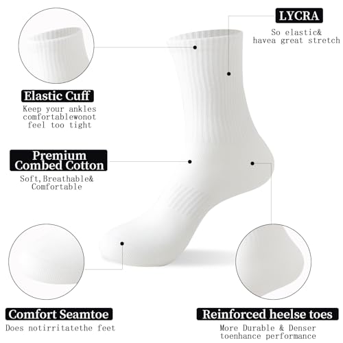 KUANYING Athletic Crew Socks Seamless Anti-pilling Cotton Socks for Men Women (5 Pairs With Present Box)3