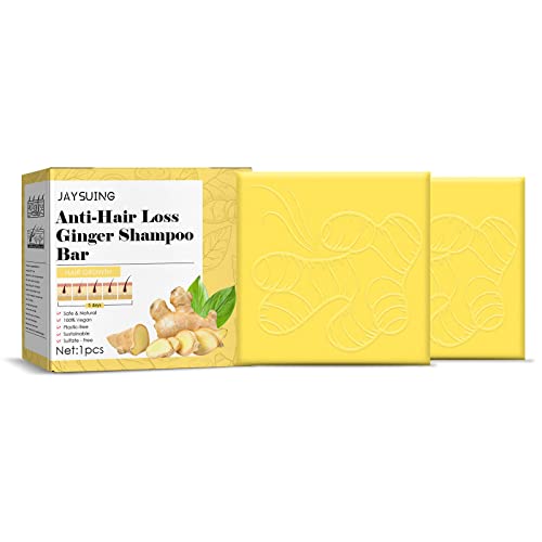 Hocossy Anti-Hair Loss Ginger Shampoo Bar, Champú de jengibre para el crecimiento del cabello, Natural Organic Ginger Shampoo Bar, Ginger Bar Shampoo promueve el crecimiento del cabello 100g Cover