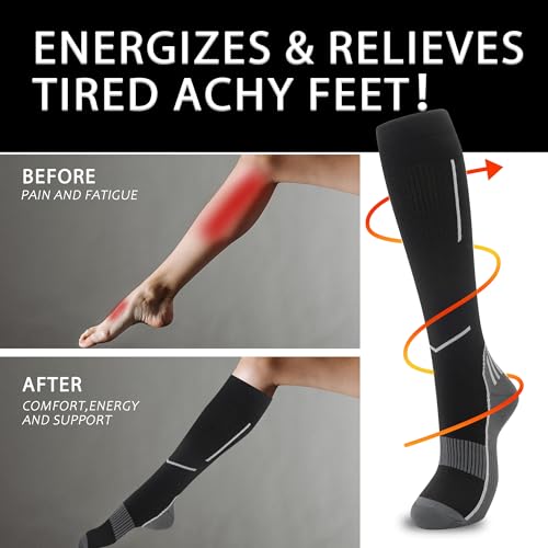 Image of fenglaoda Compression Socks for Women Men 3 Pairs Graduated Compression Support Circulation Socks for Nurses