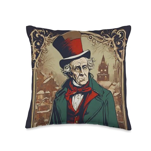 Charles Dickens' A Christmas Carol: Scrooge Redeemed Tribute Throw Pillow