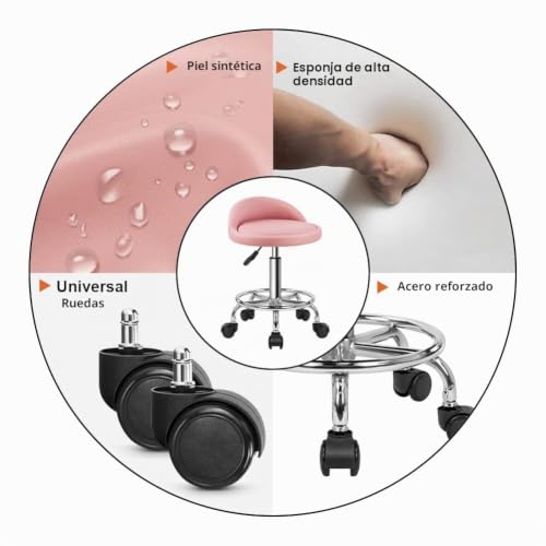 Taburete giratorio ergonómico para evitar dolores de espalda KKTONER rosa 7