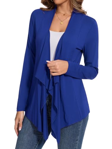 Image of Women's Casual Flowy Draped Open Front Cardigans Soft Cover Up Shrug