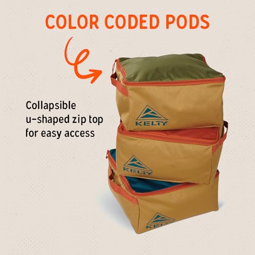 Image of Kelty CARGO Box - Camping, Tailgating, Travel Organization Kit, Large Structured Tote + 3 Individual Pods Storage for Trucks, Vans, SUVs Cars - Color Coded Packing Cubes, Rugged + Water Resistant 45L