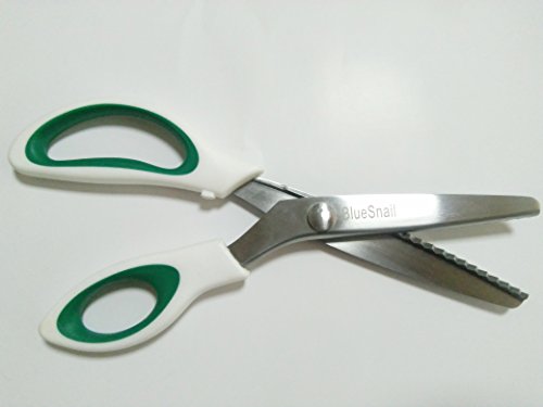Image of BlueSnail Stainless Steel Pinking Shears Comfort Grip Handled Professional Fabric Crafts Dressmaking Zig Zag Cut Scissors Sewing Scissors(Green)