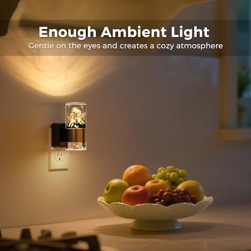Image of L LOHAS LED Night Lights Plug into Wall,[2-Pack] Dusk to Dawn Nightlight,9 Colors Changing,Adjustable Brightness,Acrylic Decorative Night Lights for Bathroom,Wedding,Birthday Gift