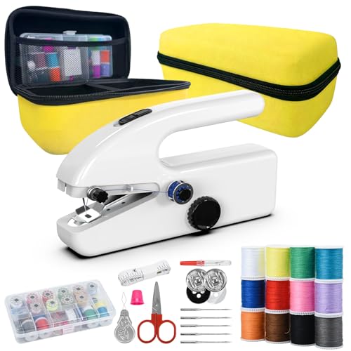 Handheld Sewing Machine for Beginners, Portable & Cordless with 2 Speeds & Complete Sewing Kit, Mini Sewing Machine for Quick Fabric Repair, DIY Crafts, Home and Travel Use