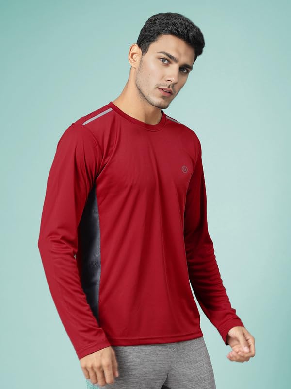 Image of CHKOKKO Gym T Shirts for Men Workout Solid Quick Dry Sports Men T-Shirts Breathable Lightweight Full Sleeve Regular Fit Round Neck Running Stylish Tshirt for man