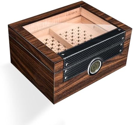 Humidor Puros, Elegante Caja Puros Hecho a Mano, Humidor con Mech...