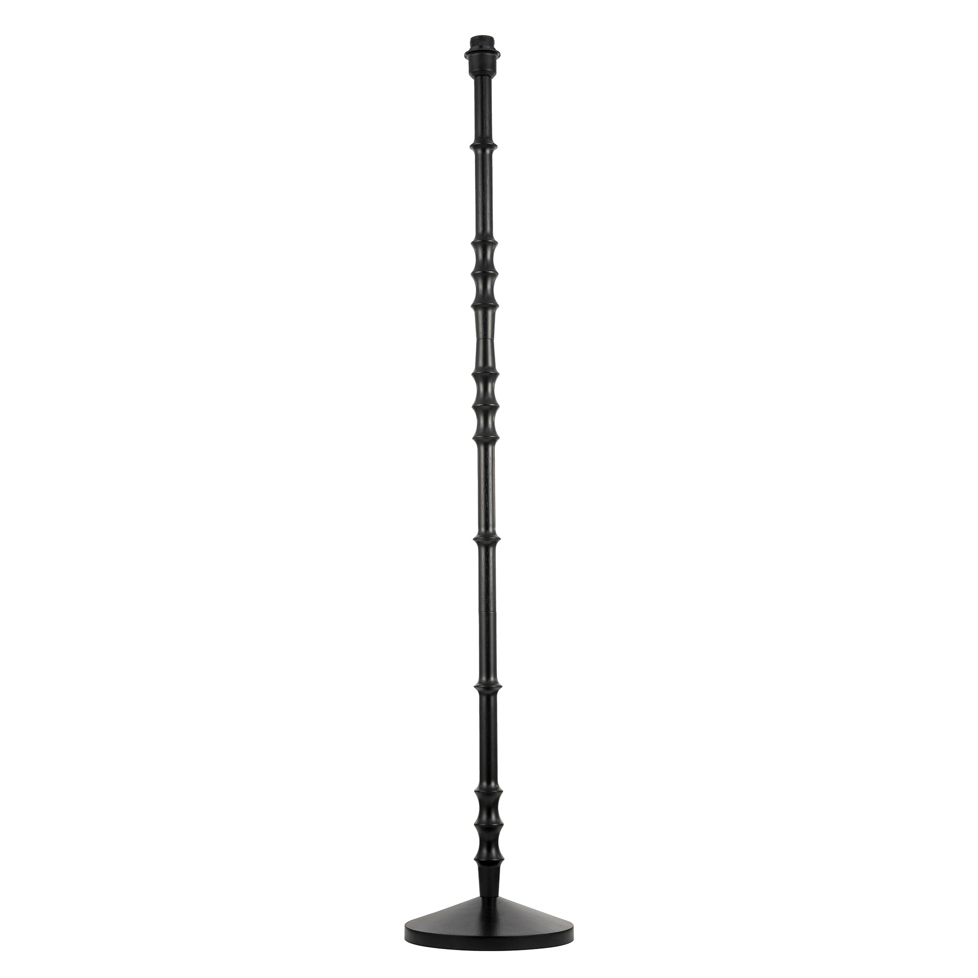 Happy Homewares Black Classic Vintage Wood Floor Lamp Base With Sleek Reeded Stem Pole Design | 140Cm X 25Cm | Inline Foot Switch On Cable