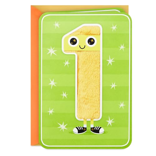 Hallmark 1st Birthday Card for Kids (Fuzzy Number)