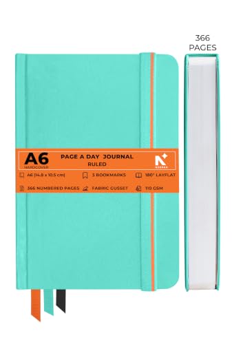 Image of NEORAH -A6 DOTTED | 368 Pages - 110 Gsm | PAGE A DAY JOURNAL (14.8 X 10.5 cm)-Hardcover Dot Grid Notebook |Back Pocket |3 Silk Book Mark - Completely HANDMADE for Journaling,writing - TEAL