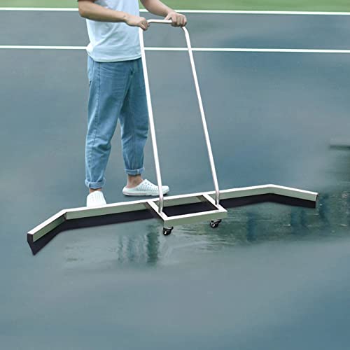 ieLsngai Espátula Deportiva para Pista de Tenis 132 x 87 cm, Rasqueta para Pista de Tenis de Acero Inoxidable, Extractor de Pista de Tenis, para Pistas Deportivas Garajes, con Ruedas y Mango