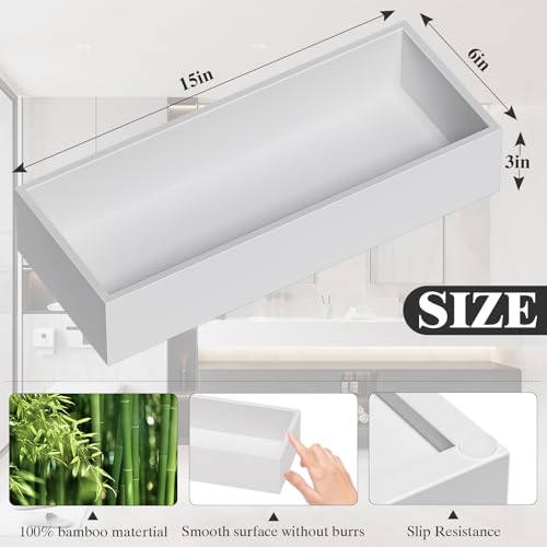 Image of ZHWS Toilet Paper Basket, Bathroom Basket, Toilet Tank Tray for Storage Toiletries, Back of Toilet Organizer, Bathroom Vanity Tray for Makeup, Decorative Tray, Toilet Tank Basket 15 inch x 6 inch x 3 White