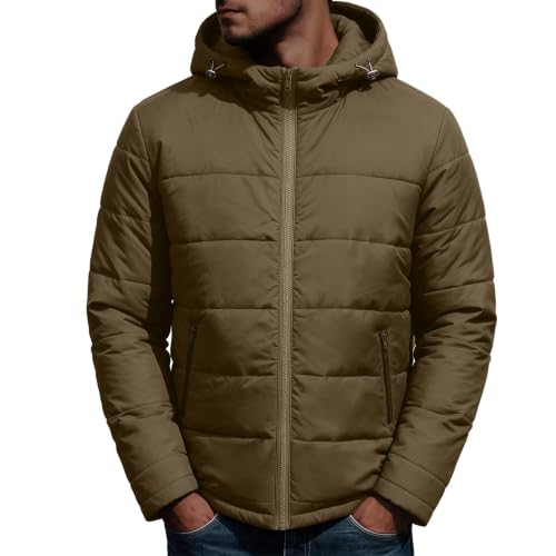 Mens Puffer Jacket with Hood Lightweight Long Sleeve Warm Winter Coats - image 9