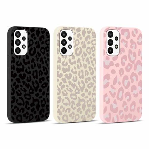Yoedge 3 Stück Handyhülle für Samsung Galaxy A23 5G Hülle 6 6 Leopard Muster Design Frauen Mädchen Aesthetic Handyhülle Dünn Weich Schlanke Silikon TPU Flexible Stoßfest Schutzhülle für Samsung A23
