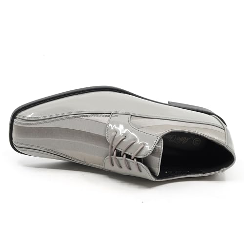 Image of Men's Oxford Lace up Striped Satin Patent Tuxedo Dress Shoes MC-179