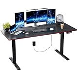 SIMPLE HOGAR Escritorio de Oficina en 140 x 60 cm Casa Altura Ajustable Eléctrico Escritorio Gamer Ergonómico con Panel...