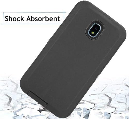 Annymall Galaxy J7 2018 Case, Heavy Duty Shockproof Defender Armor Protective Cover with Built-in Screen Protector for Samsung J7 2018/ Galaxy J7 Aero/ J7 Refine/ J7 Star/ J7 Crown(2018) (Black)