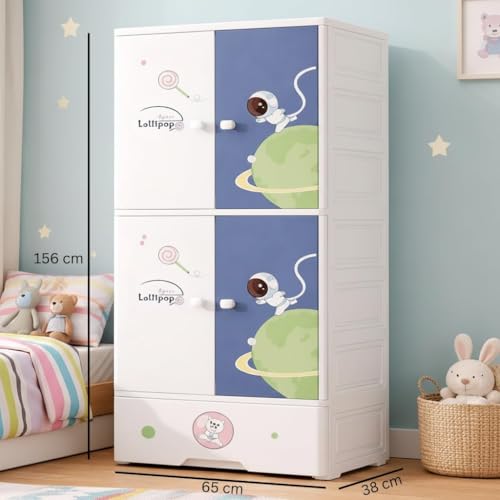 Image of YASONIC Plastic Wardrobe for Kids Clothes - Durable, Easy to Use Anti-Skid & Non-Slip Effective Professional Collapsible Wardrobe, Plastic Cupboard for Kids, Foldable Almirah (Orchid, 4+1 Tier)