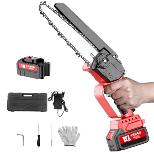 Motosierra inalámbrica de 21 V, Motosierra eléctrica sin escobillas con Barra guía de 8 Pulgadas, Motosierra Liviana con batería de Iones de Litio para podar árboles, Cortar Madera,1Battery