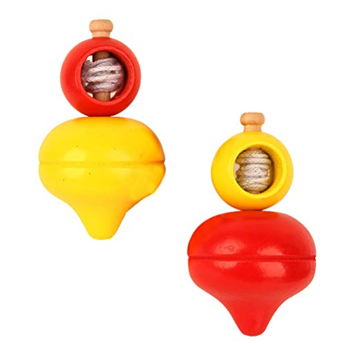 CLISPEED 2 Peças de Pião de Madeira Brinquedo de Atividade Giratória Giroscópio de Madeira Trompos B