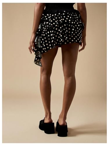 Verdusa Women's Polka Dots Ruffle Skirt A Line Layered Asymmetrical Mini Skirts2