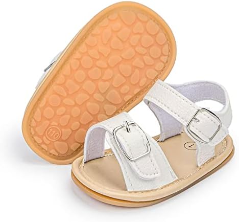 Fromosa Infant Baby Boys Girls Summer Sandals White Newborn Lightweight Pu Leather Non-slip Rubber Sole Toddler Outdoor Beach Open Toe First Walker Shoes 3-6 Months