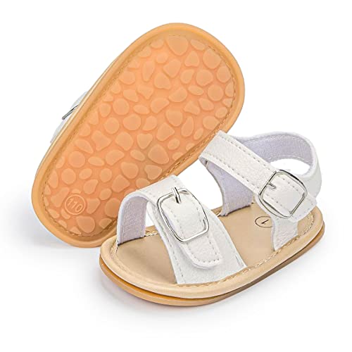 Infant Baby Boys Girls Summer Sandals Brown Newborn Lightweight Pu Leather Non-slip Rubber Sole Toddler Outdoor Beach Open Toe First Walker Shoes 12-18 Months