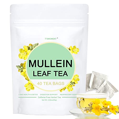 Mullein Leaf Tea Bags - Lungs Cleanse And Respiratory Support, 40 Tea Bags, Mullein Herbal Tea For Lung Detox, Caffeine Free #TOP22