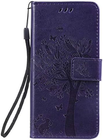 BELLETAS Galaxy A10E Case,A10E Wallet Case,[Cat and Tree Embossed] Leather Wallet Flip Protective Case Cover with Card Holder and Stand for Samsung Galaxy A10E Case 2019 (Purple)