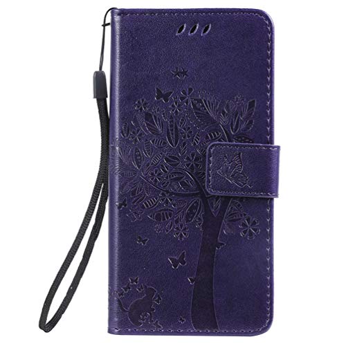 Belletas Galaxy A10E Case,A10E Wallet Case,[Cat And Tree Embossed] Leather Wallet Flip Protective Case Cover With Card Holder And Stand For Samsung Galaxy A10E Case 2019 (Purple) #TOP23