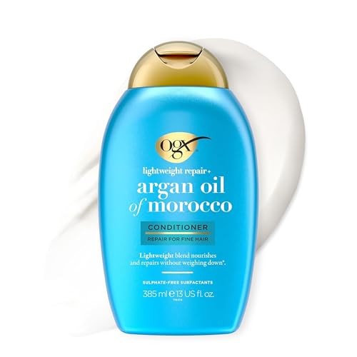 OGX Argan Oil of Morocco Lightweight Conditioner schwerelose Haarspülung mit Arganöl & Vitamin B5 für dünnes & fettiges Haar (385ml)