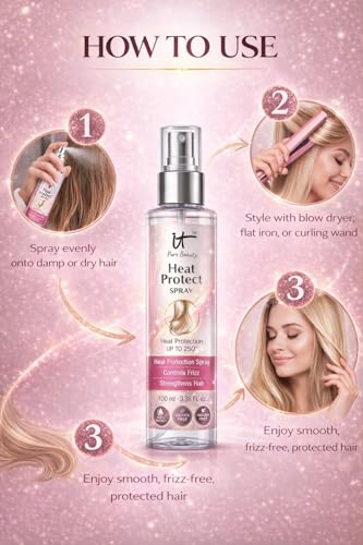 Image of Heat Protect Spray for Hair 100 ml | Heat Protection up to 250C | Anti-Frizz Hair Styling Spray | Reduces Hair Breakage | Lightweight Leave-In Heat Protectant for Women & Men