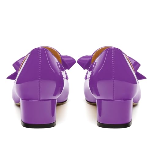 Image of Womens Loafer with Heel, Comfortable Chunky Heels for Women, Loafers Shoes with Bowknot Womens Bunion Dress Shoes