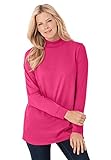 Woman Within Plus Size Perfect Long-Sleeve Mockneck Tee (Petite Available) - 2X, Raspberry Sorbet