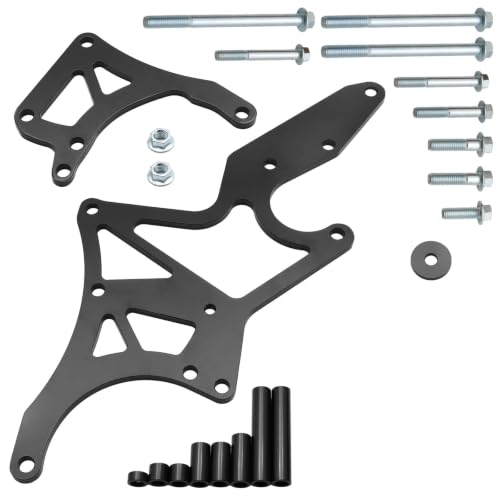 Daola888 LS Engine Serpentine Relocation Bracket Kit - Anodized Steel Black Coated | 180° Alternator | Fit LS1-LS7 4.8/5.3/6.0/6.2L Truck SUV 1962-1981 Black.