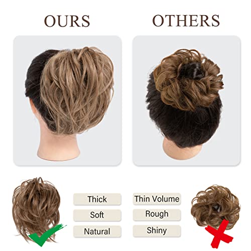 Cjl Hair Large Messy Bun Hair Piece Wavy Curly Scrunchies Synthetic Chignon Ponytail Hair Extensions Thick Updo Hairpieces For Women (Curly, Straight, Dirty Blonde) #TOP3