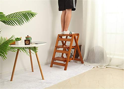 Tabouret échelle multifonctionnel en bois avec marches pliantes stables