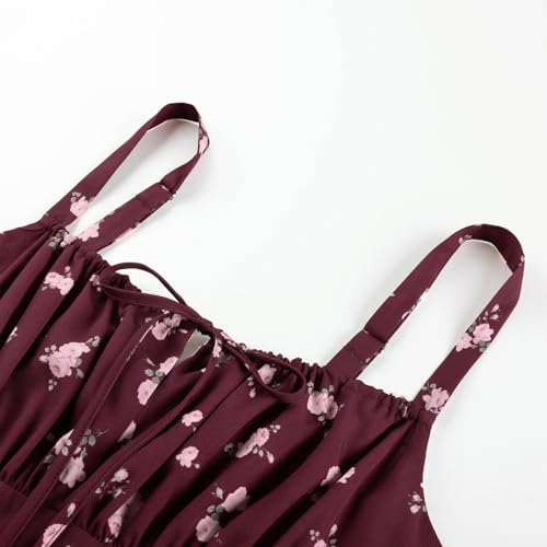 Image of Scarlet Darkness Floral Mini Corset Dress Women Teens Sundress with Pockets | Floral mini dress with adjustable straps, square neck, smocked back, left hidden zip, side pockets, flowy dual-layer hem